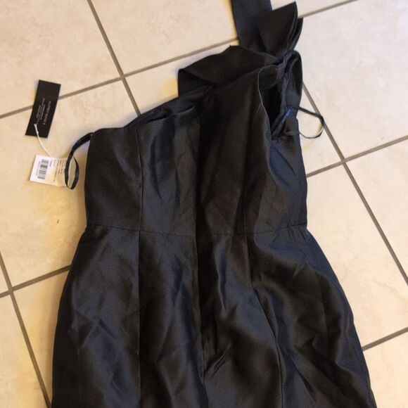 NWT Alfred Sung Bow One-Shoulder Satin Trumpet Gown Black Size 10 - Picture 4 of 14